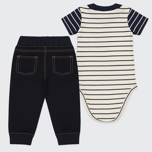 Carters Baby Boy 2 Piece Set โ Striped Bodysuit & Joggers, Size: 9-12 Months - Picture 2 of 9